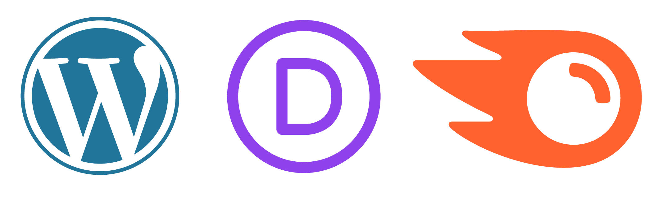 WordPress, Divi, and Semrush Icons