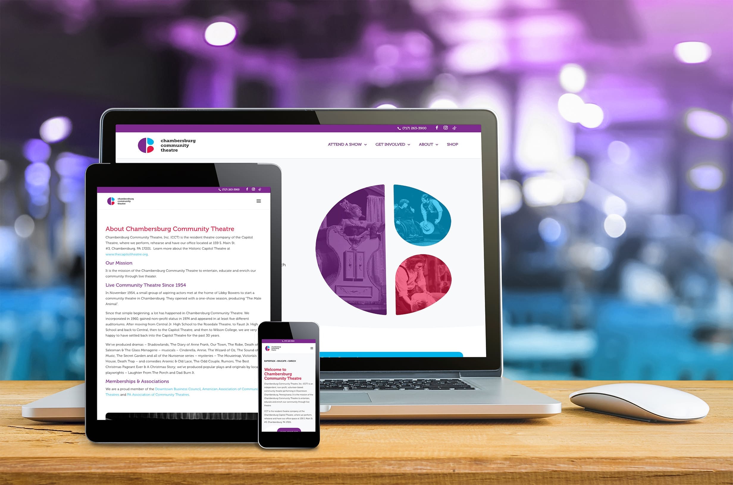 Chambersburg Community Theatre Website Home Page Chambersburg Community Theatre WordPress Divi Redesign